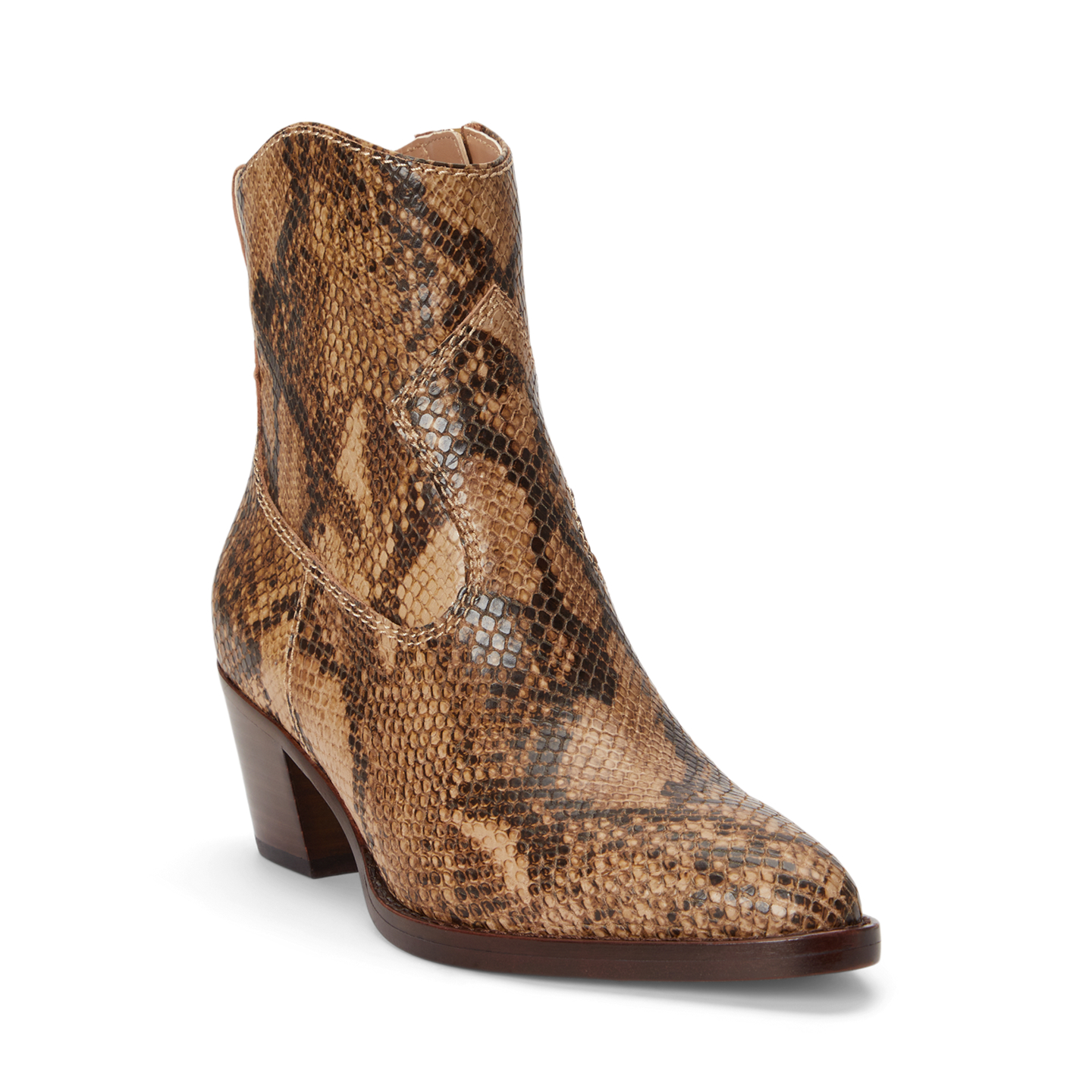 Женские ботинки Ralph Lauren Harpher Python-Embossed Leather Bootie, цвет: Рыжевато-коричневый разноцветный — фото 1