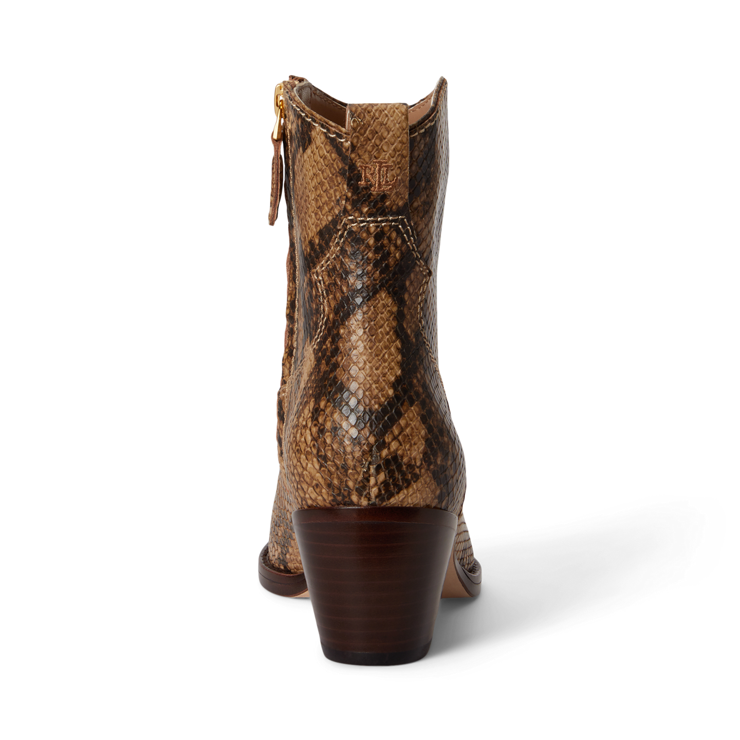 Женские ботинки Ralph Lauren Harpher Python-Embossed Leather Bootie, цвет: Рыжевато-коричневый разноцветный — фото 2