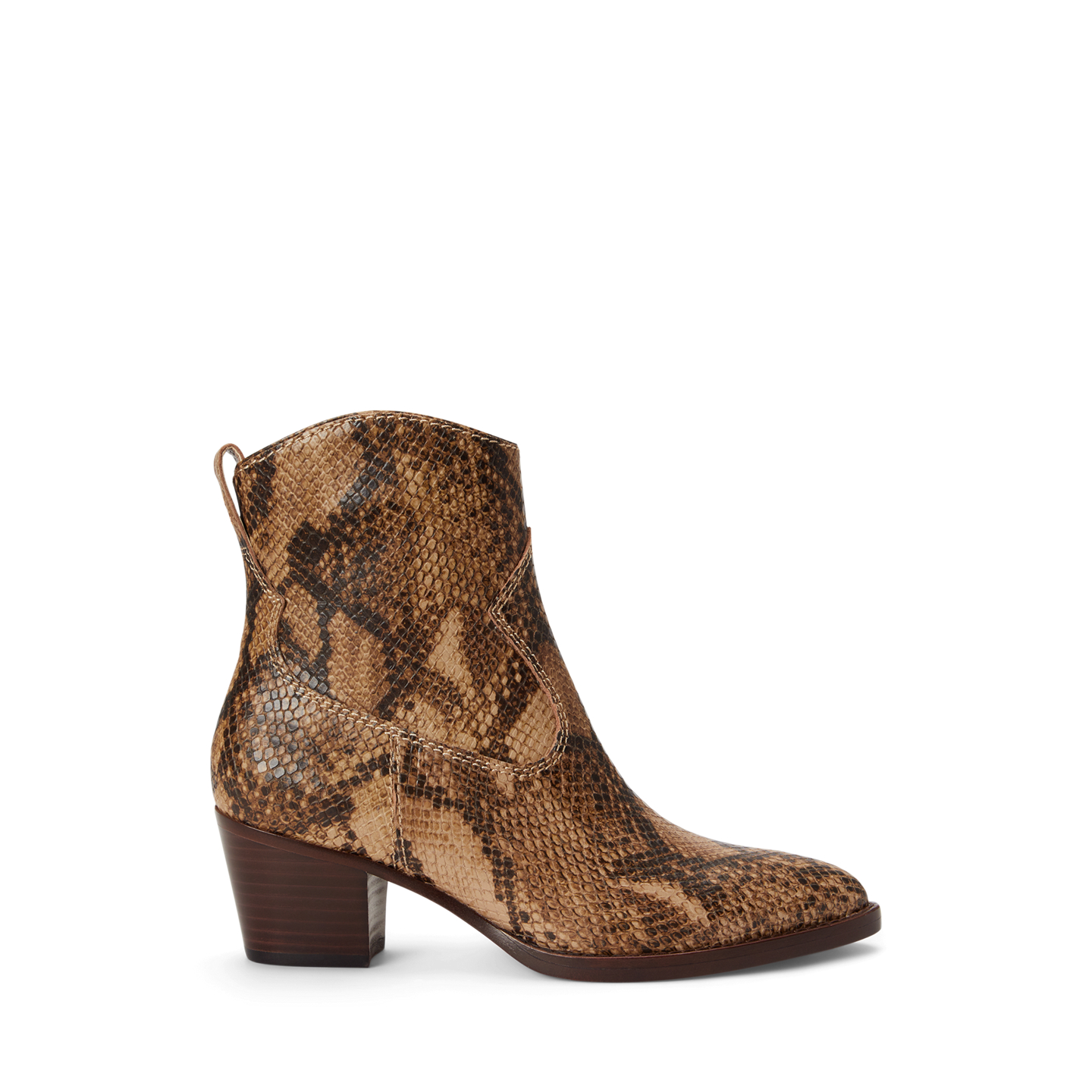 Женские ботинки Ralph Lauren Harpher Python-Embossed Leather Bootie, цвет: Рыжевато-коричневый разноцветный — фото 3