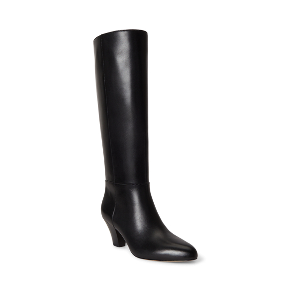 Black Emersyn Calfskin Tall Boot Heel Lauren 2