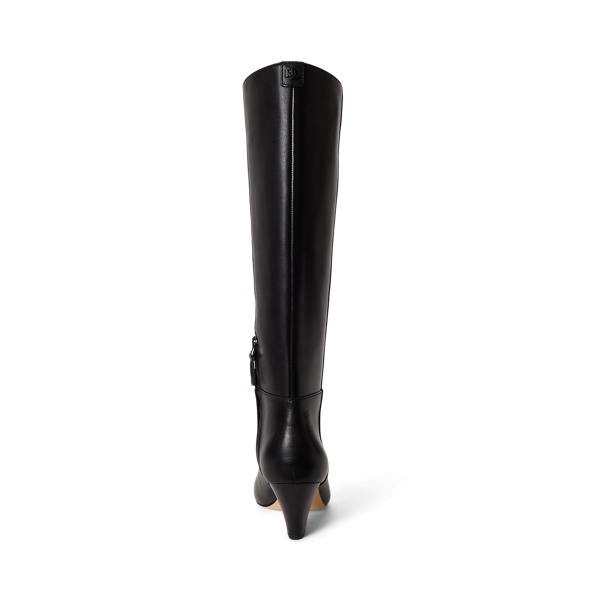 Black Emersyn Calfskin Tall Boot Heel Lauren 3