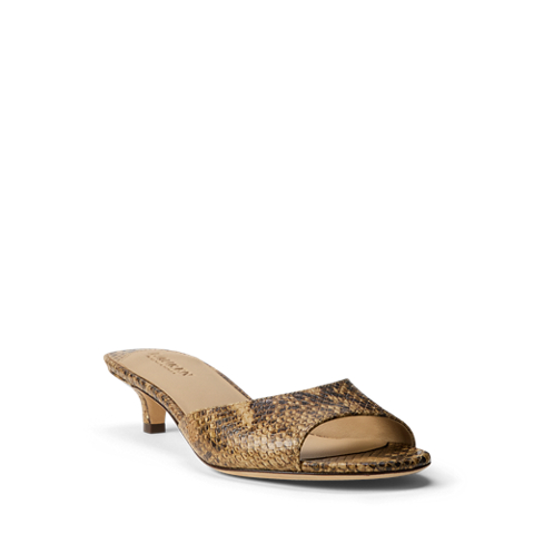 Женские сандалии Ralph Lauren Francesca Python-Embossed Mule Sandal, цвет: Рыжевато-коричневый разноцветный