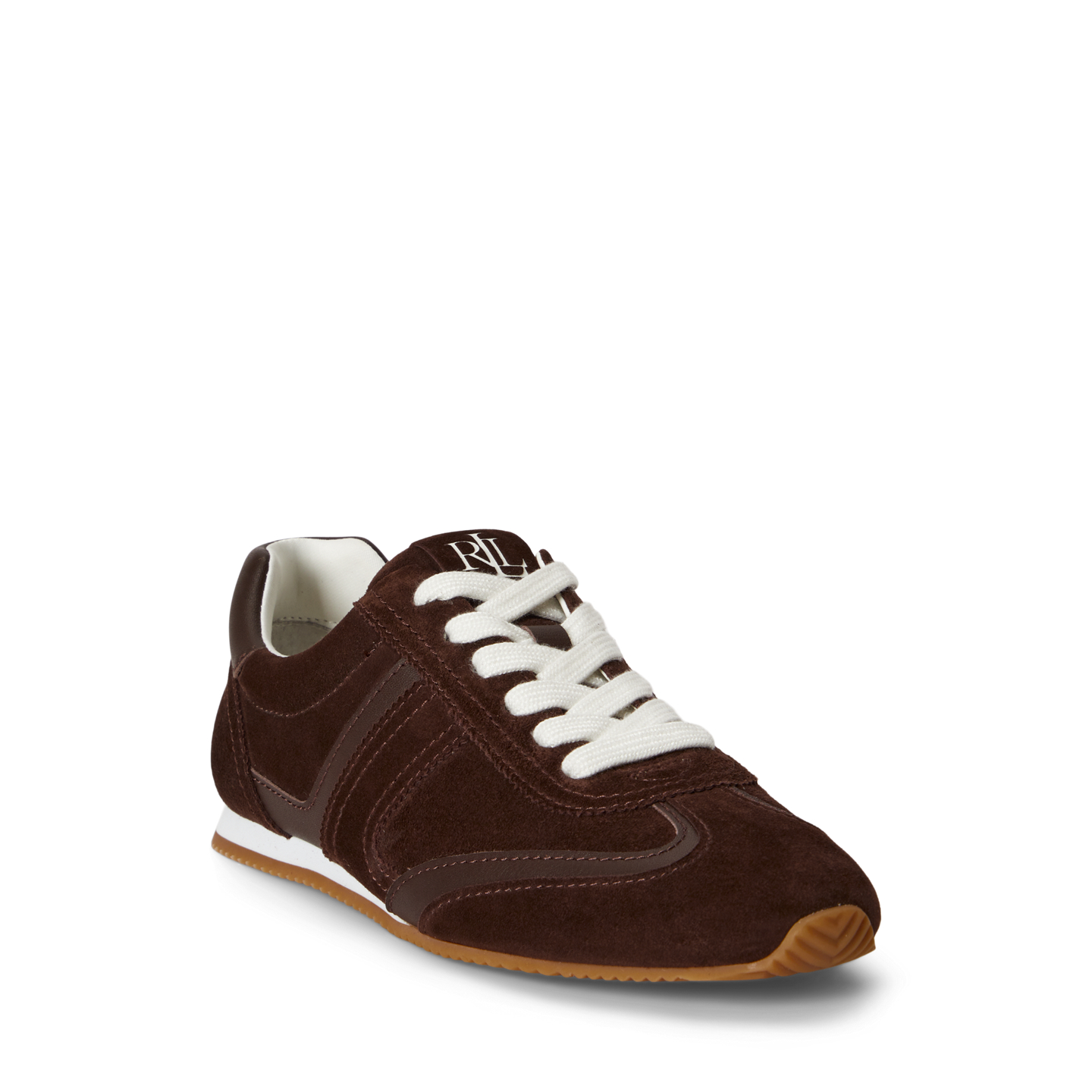 Женские кроссовки Ralph Lauren Dani Suede & Leather Low-Profile, цвет: Каштановый коричневый — фото 1