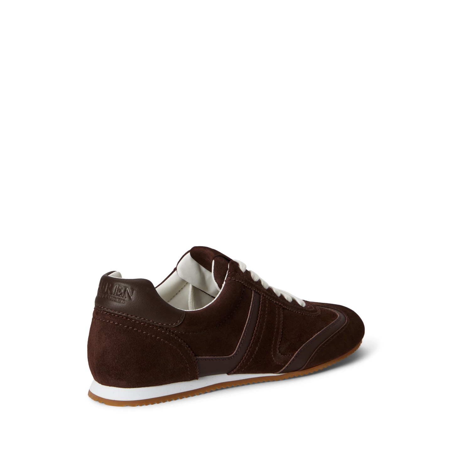 Женские кроссовки Ralph Lauren Dani Suede & Leather Low-Profile, цвет: Каштановый коричневый — фото 2