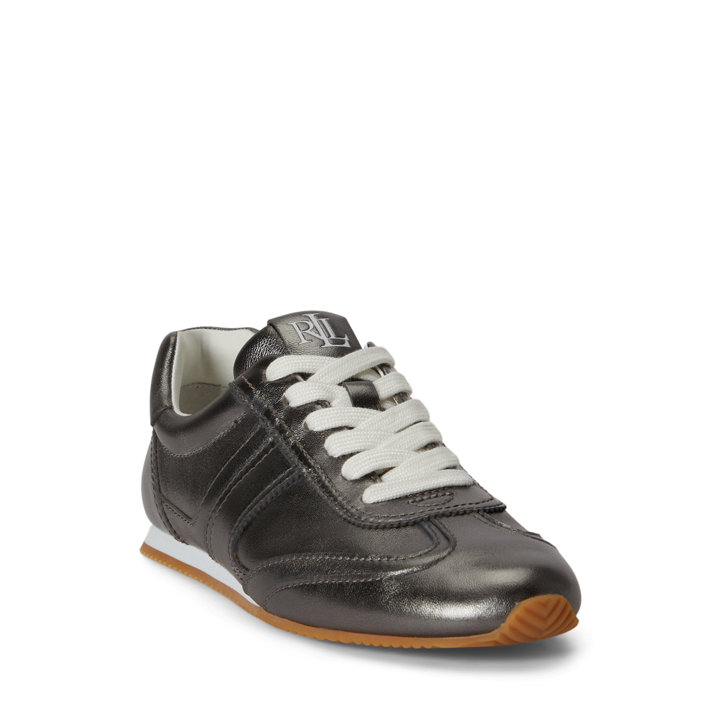 Женские кроссовки Ralph Lauren Dani Metallic Nappa Low-Profile, цвет: Тёмный оловянный — фото 1