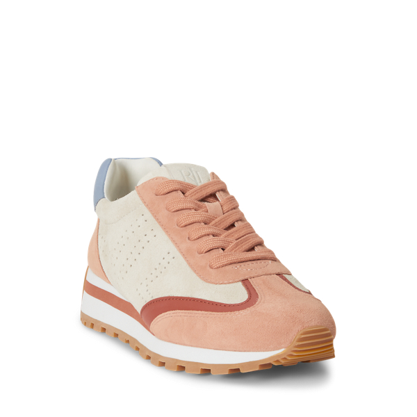 Baskets Dani en daim perfor&eacute; Lauren en Sable/Sienne/Bleu 5