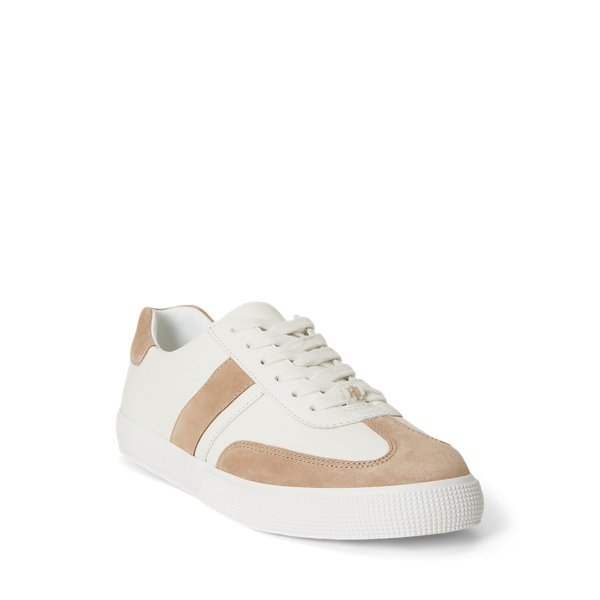 Snow White/Tan Two-Tone Braylee Leather & Suede Sneaker Lauren 2
