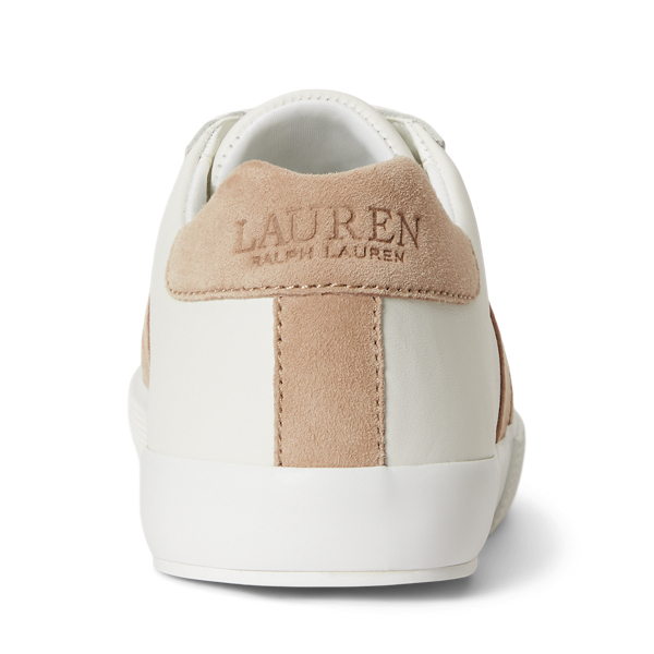 Snow White/Tan Two-Tone Braylee Leather & Suede Sneaker Lauren 3