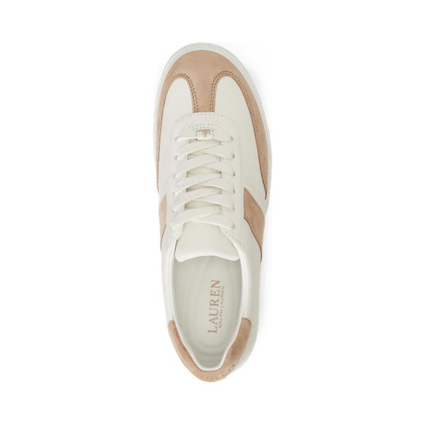 Snow White/Tan Two-Tone Braylee Leather & Suede Sneaker Lauren 4