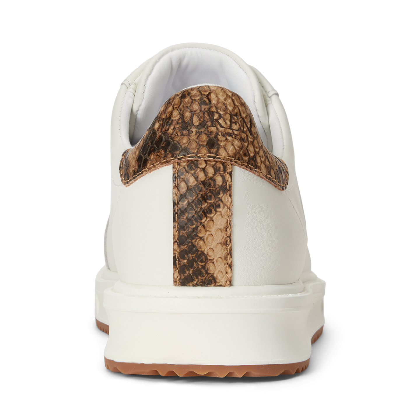 Женские кроссовки Ralph Lauren Ainsley Python-Embossed-Trim, цвет: Снежный белый / Рыжевато-коричневый разноцветный — фото 2