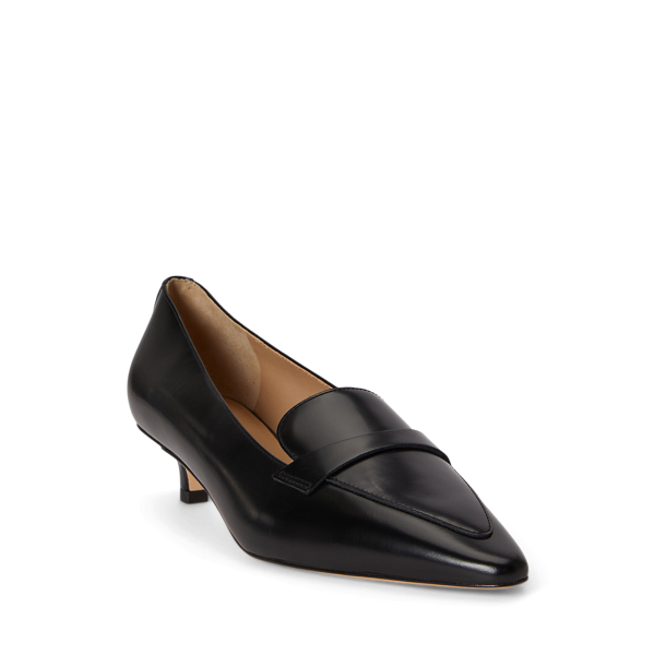 Francesca Glazed Leather Loafer Pump