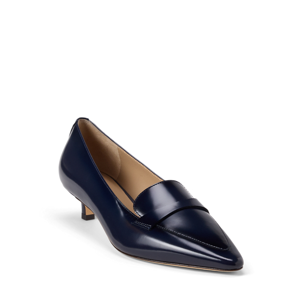 Francesca Glazed Leather Loafer Pump