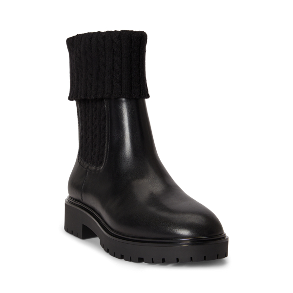 Allyson Cable-Knit & Calfskin Bootie