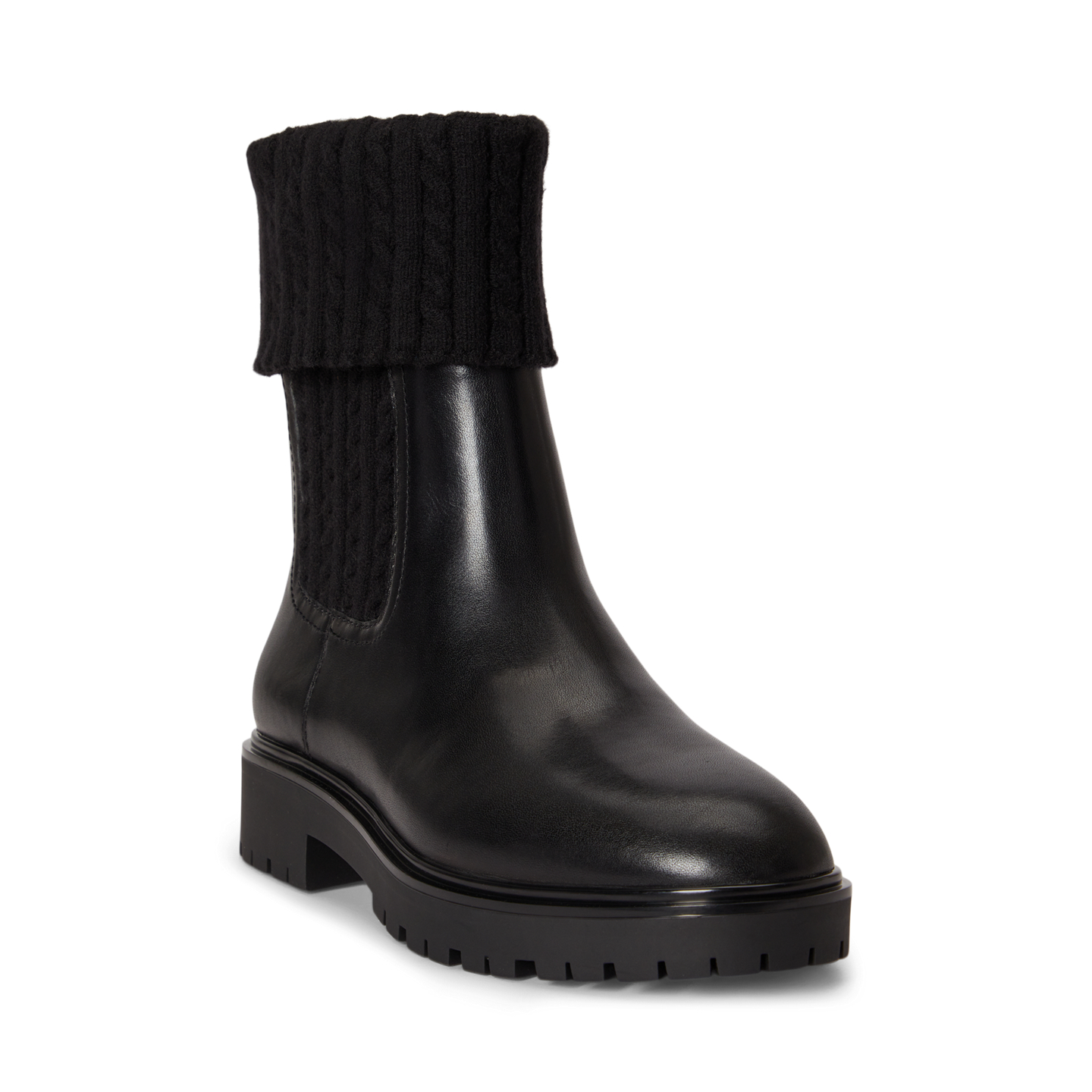 Женские ботинки Ralph Lauren Allyson Cable-Knit & Calfskin Bootie, цвет: Чёрный — фото 1