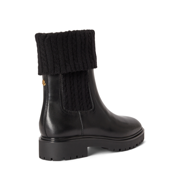 Allyson Cable-Knit & Calfskin Bootie