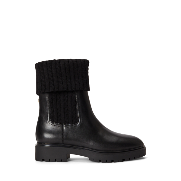 Allyson Cable-Knit & Calfskin Bootie