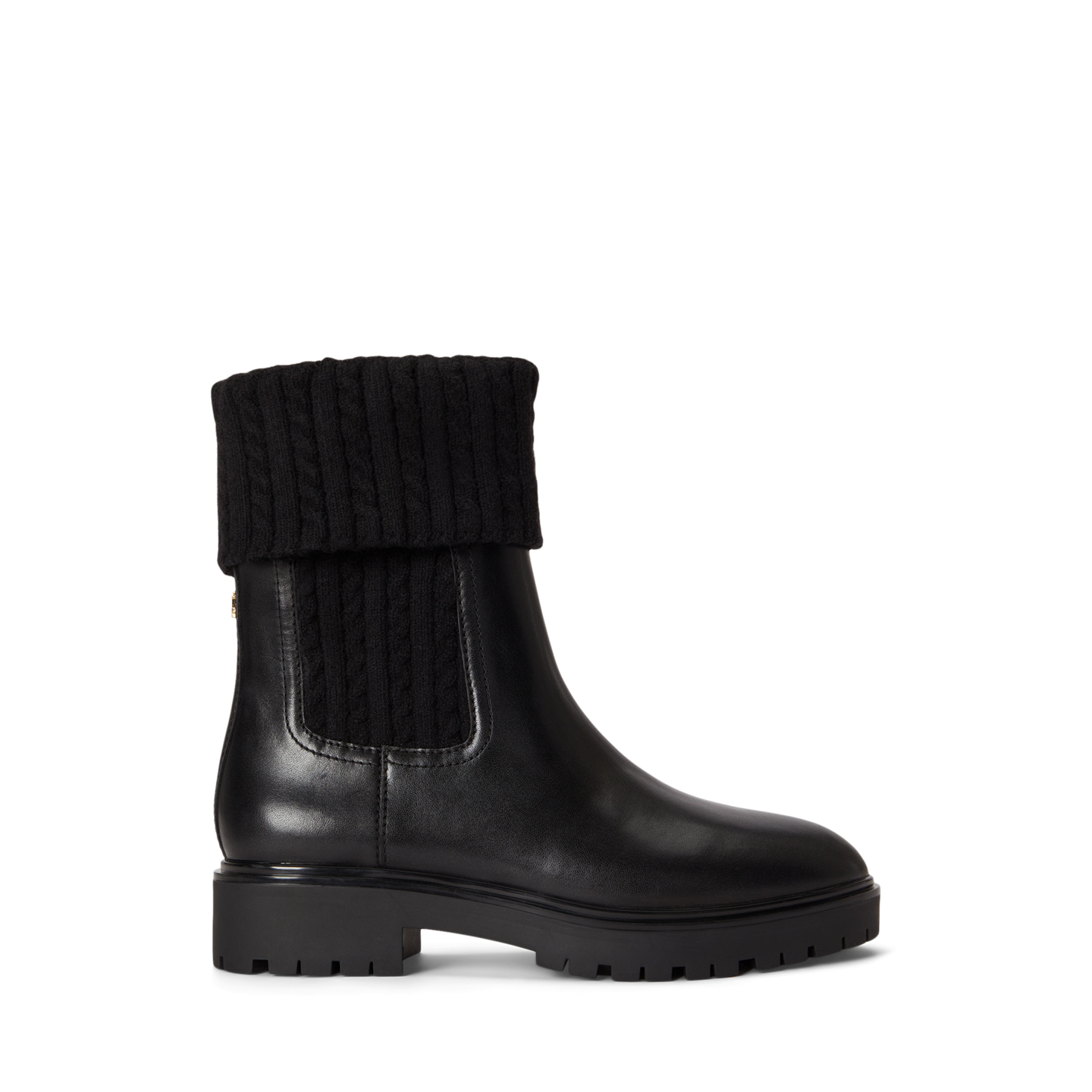 Женские ботинки Ralph Lauren Allyson Cable-Knit & Calfskin Bootie, цвет: Чёрный — фото 4