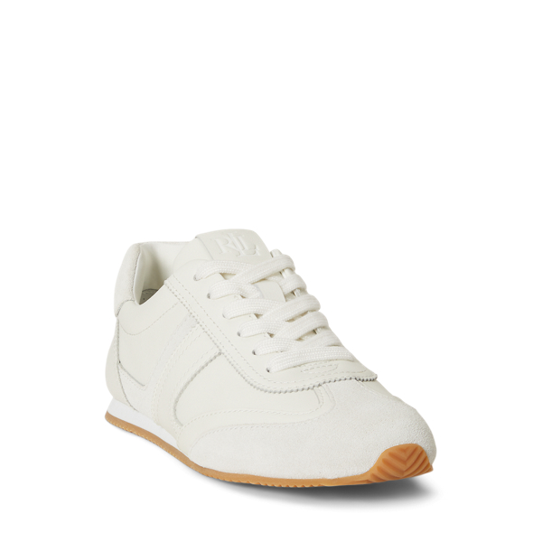 Snow White/Bianco Dani Leather & Suede Low-Profile Trainer Lauren 2