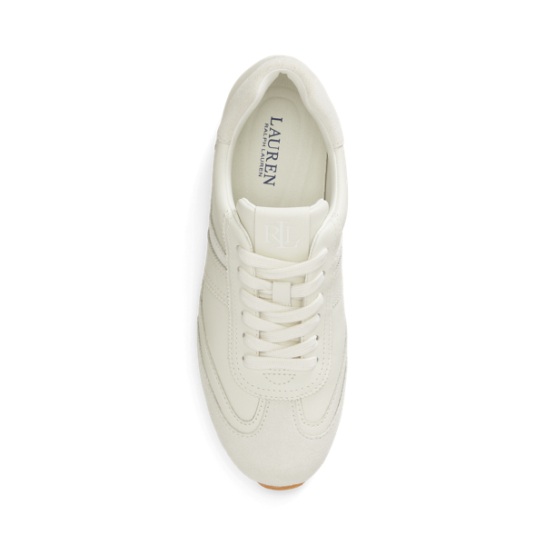 Snow White/Bianco Dani Leather & Suede Low-Profile Trainer Lauren 4
