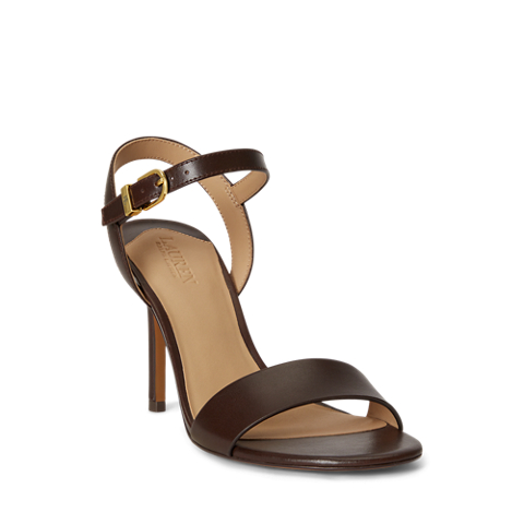 Женские сандалии Ralph Lauren Gwen Leather Sandal, цвет: Каштановый коричневый