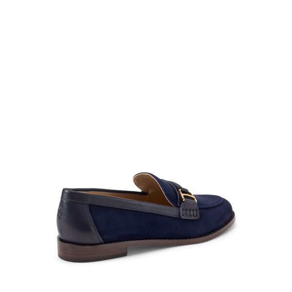 Lauren Navy Tasha Leather-Trim Suede Loafer Lauren 3