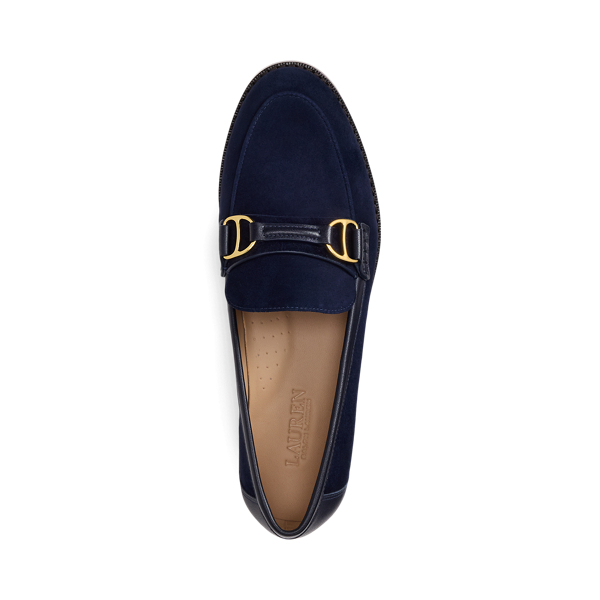 Lauren Navy Tasha Leather-Trim Suede Loafer Lauren 4
