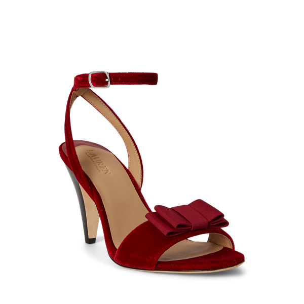 Gracy Bow-Trim Velvet Sandal