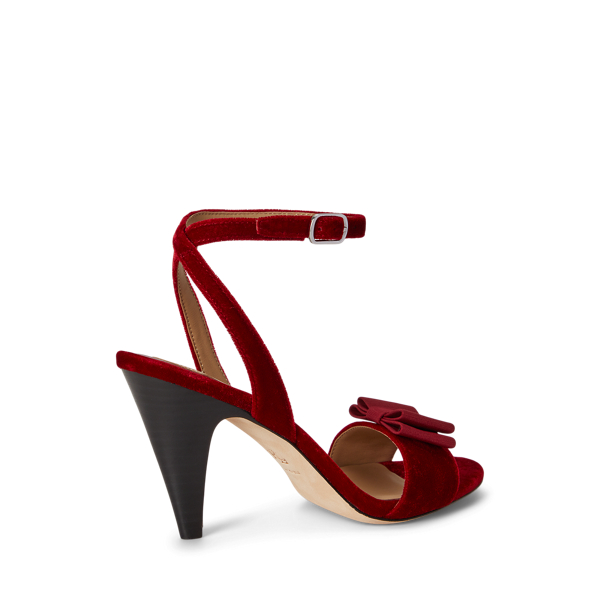 Gracy Bow-Trim Velvet Sandal