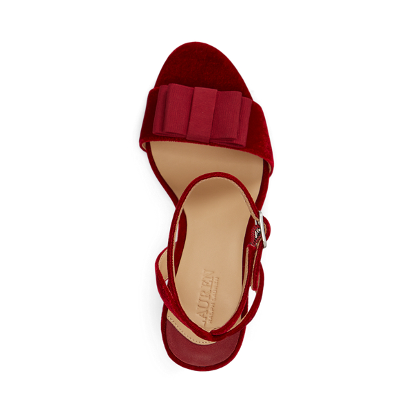 Gracy Bow-Trim Velvet Sandal