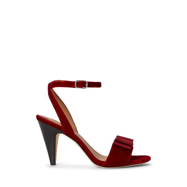 Gracy Bow-Trim Velvet Sandal