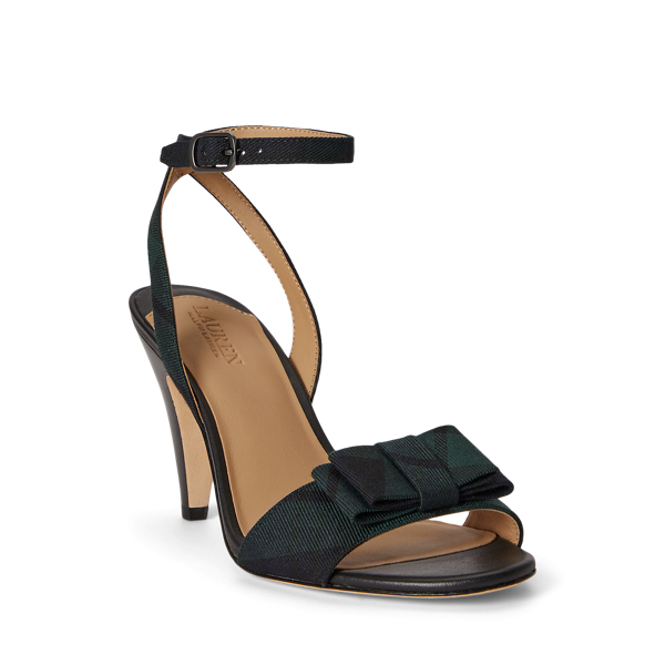 Gracy Bow-Trim Black Watch Plaid Sandal