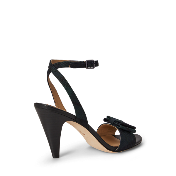 Gracy Bow-Trim Black Watch Plaid Sandal