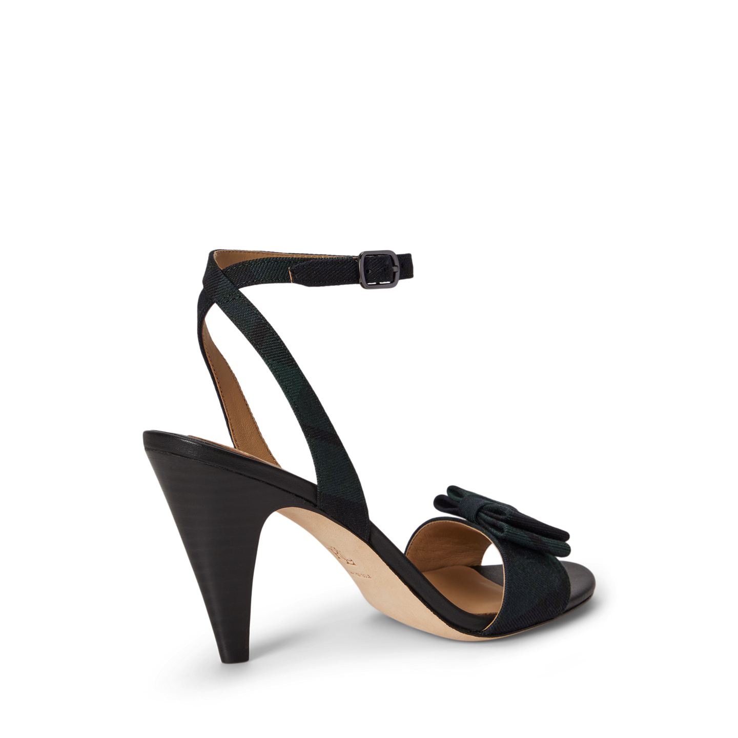 Женские сандалии Ralph Lauren Gracy Bow-Trim Black Watch Plaid Sandal, цвет: Тёмно-синий / Зелёный — фото 2