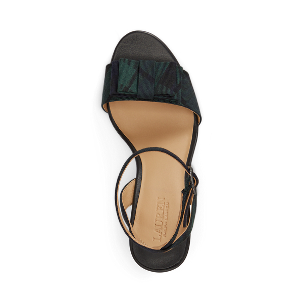 Gracy Bow-Trim Black Watch Plaid Sandal
