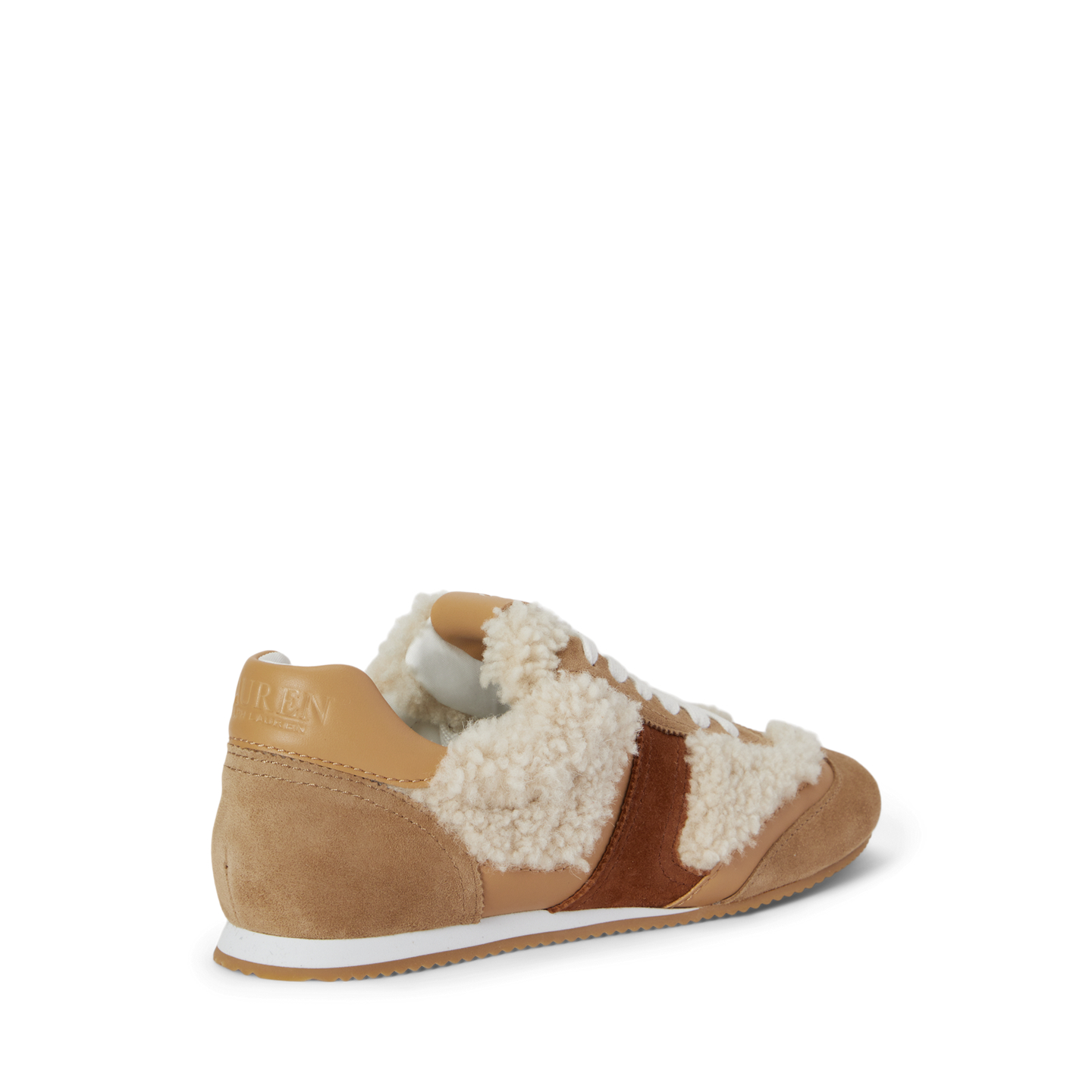 Женские кроссовки Ralph Lauren Dani Suede-Shearling Low-Profile, цвет: Натуральный / Верблюжий — фото 2