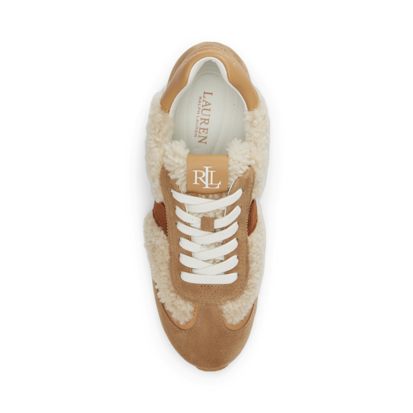 Женские кроссовки Ralph Lauren Dani Suede-Shearling Low-Profile, цвет: Натуральный / Верблюжий — фото 3