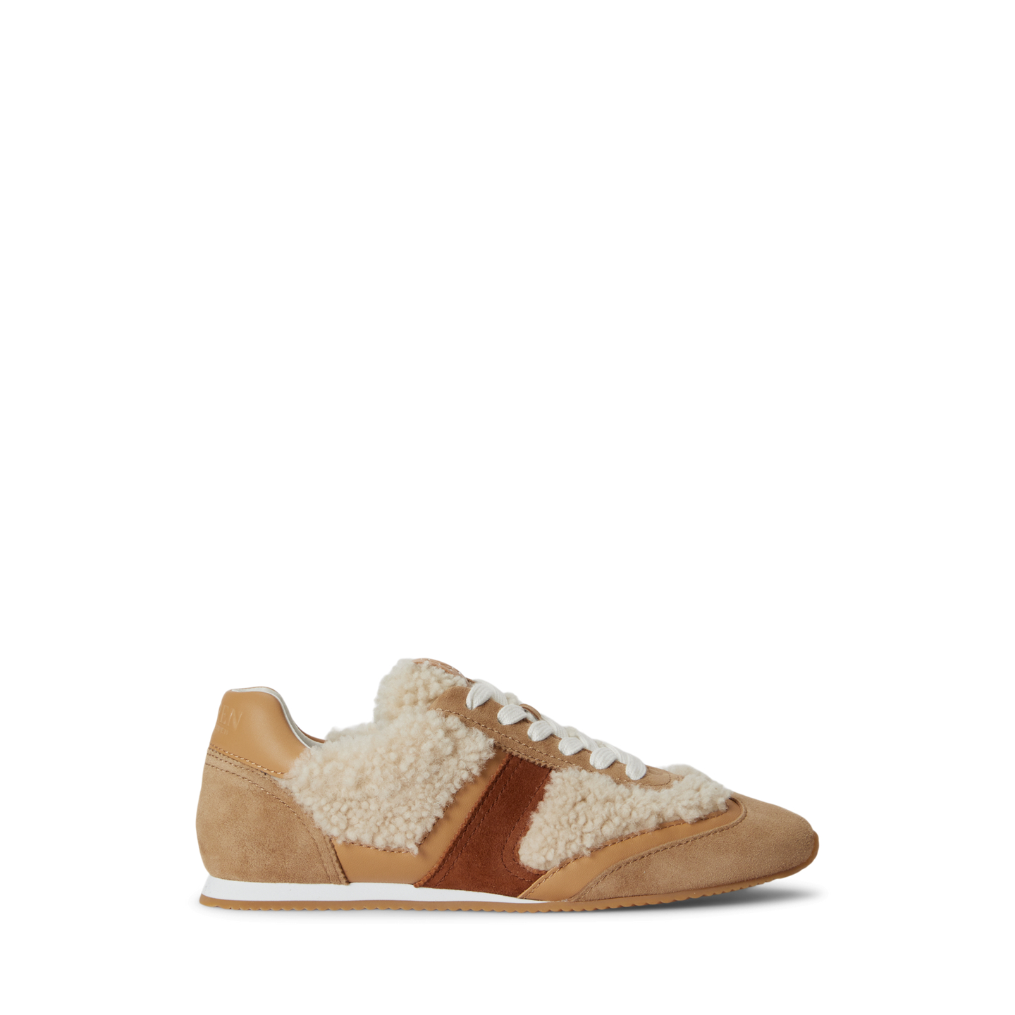 Женские кроссовки Ralph Lauren Dani Suede-Shearling Low-Profile, цвет: Натуральный / Верблюжий — фото 4