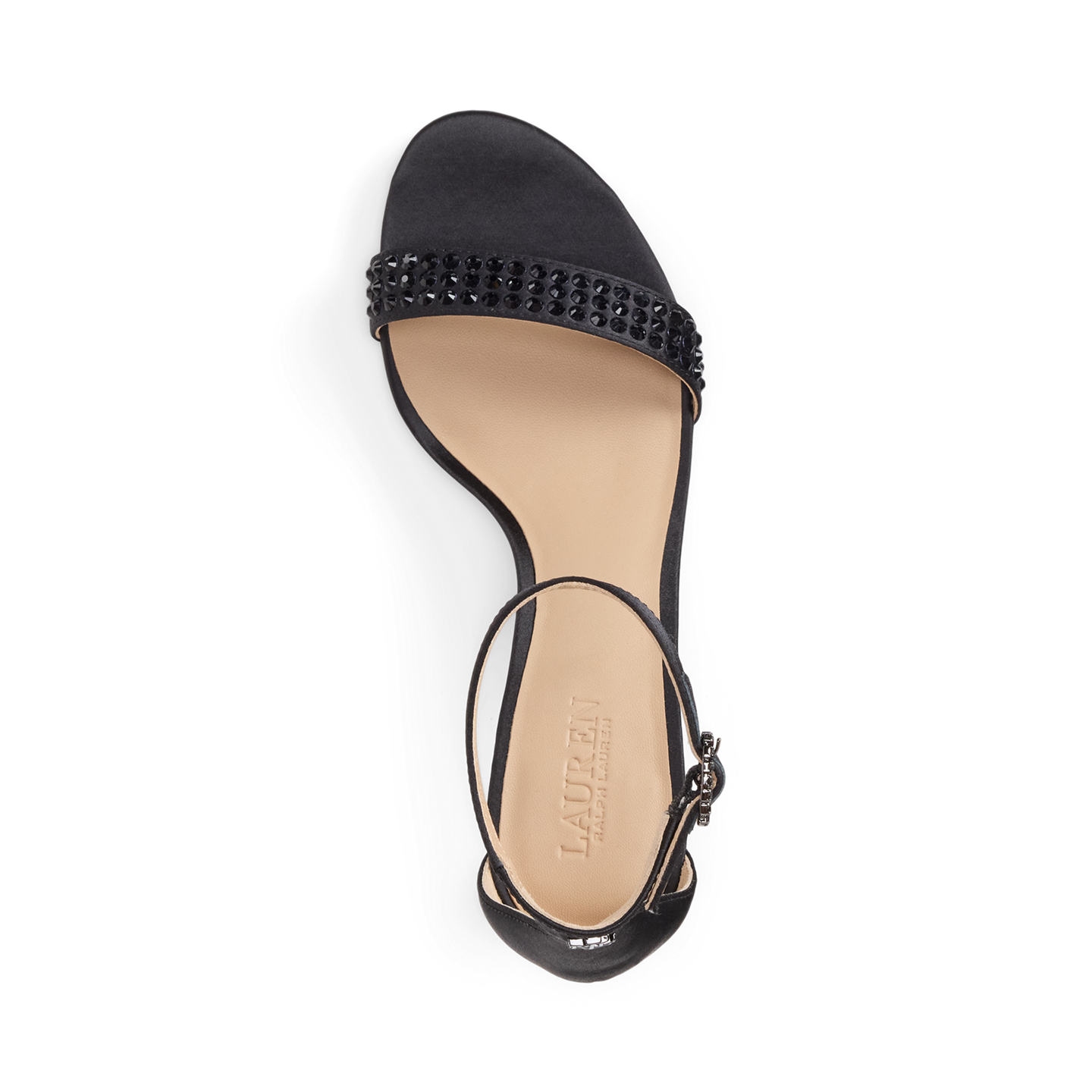 Женские сандалии Ralph Lauren Allie Mid-Heel Embellished Satin, цвет: Чёрный / Угольный — фото 3