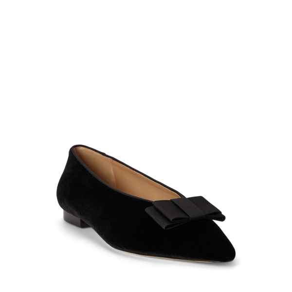 Audri Bow-Trim Velvet Ballet Flat