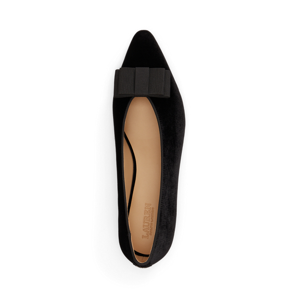 Audri Bow-Trim Velvet Ballet Flat