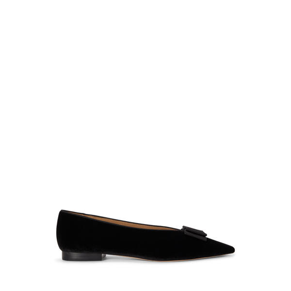 Audri Bow-Trim Velvet Ballet Flat