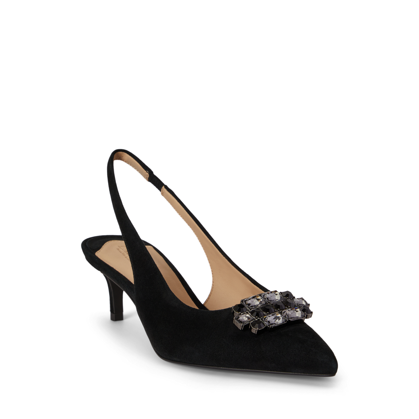 Женские туфли Ralph Lauren Lolah Jeweled Suede Slingback, цвет: Чёрный — фото 1