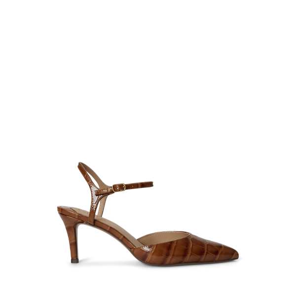 Pumps Lilah mit Krokodilpr&auml;gung Lauren in Tabak 1