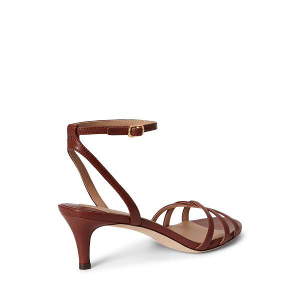 Kendyl Kitten-Heel Glazed Leather Sandal