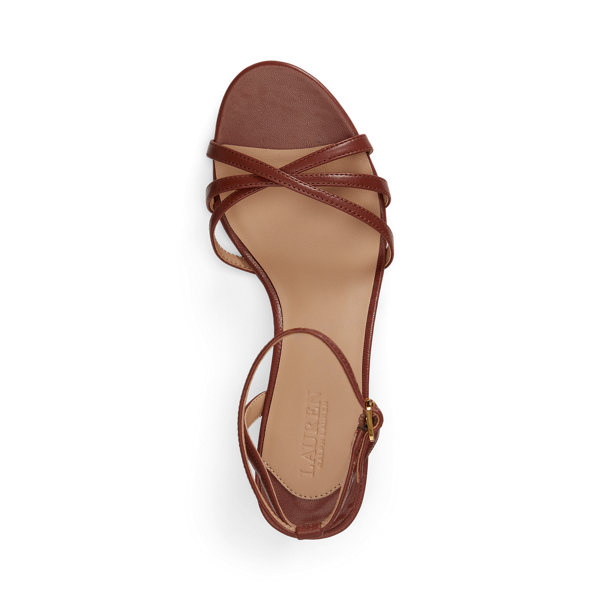 Kendyl Kitten-Heel Glazed Leather Sandal