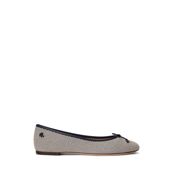 Natural/Refined Navy Jayna Textured Twill Flat Lauren 1
