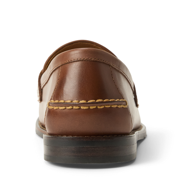 Polo Tan Alston Raffia-Trim Leather Penny Loafer Polo Ralph Lauren 3