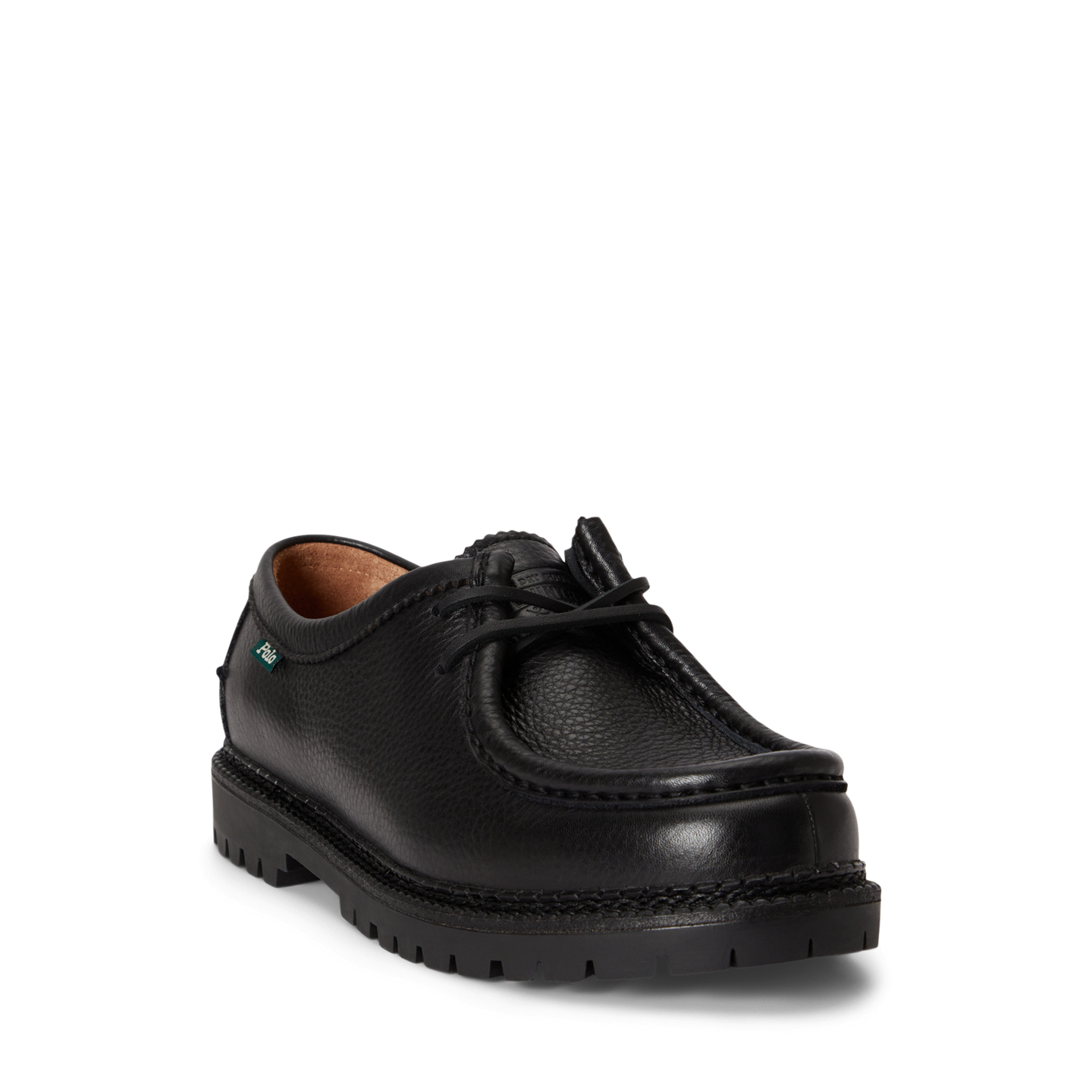 Мужские туфли Ralph Lauren Jett Tumbled Leather Moc-Toe, цвет: Чёрный — фото 1