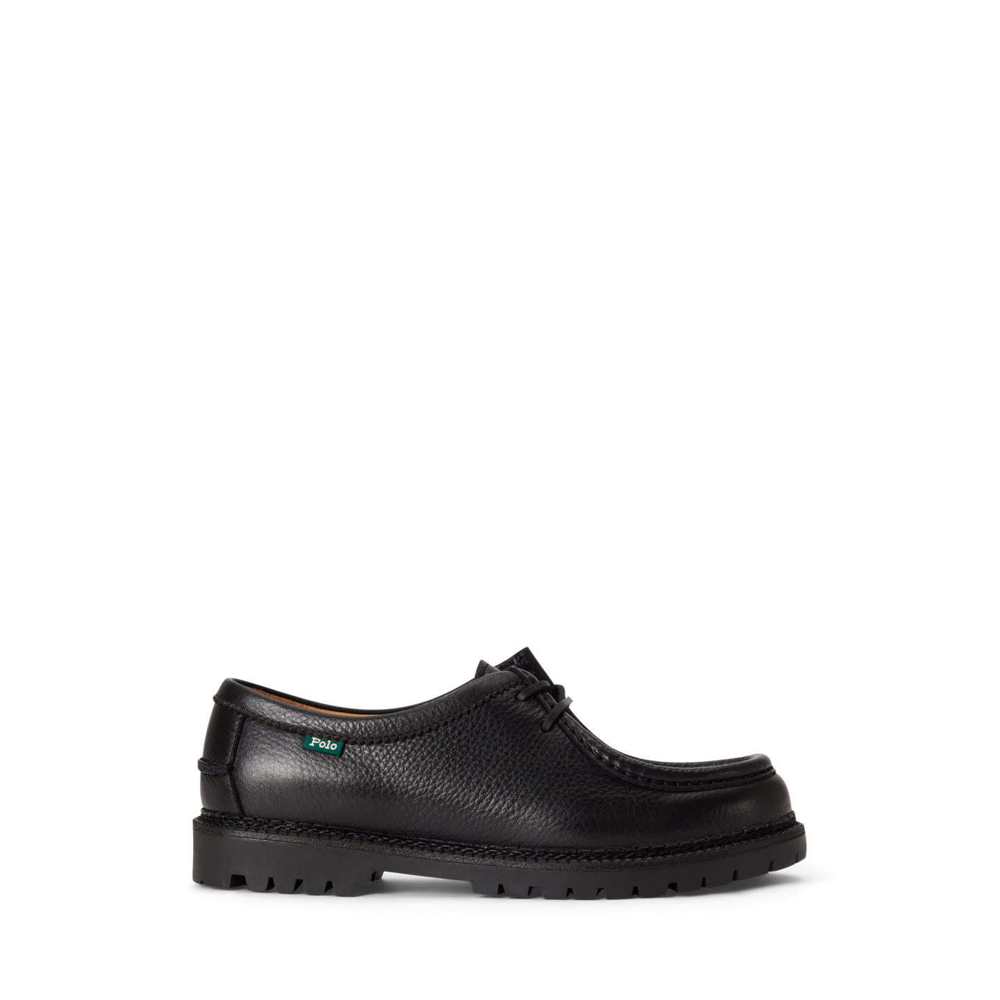 Мужские туфли Ralph Lauren Jett Tumbled Leather Moc-Toe, цвет: Чёрный — фото 4