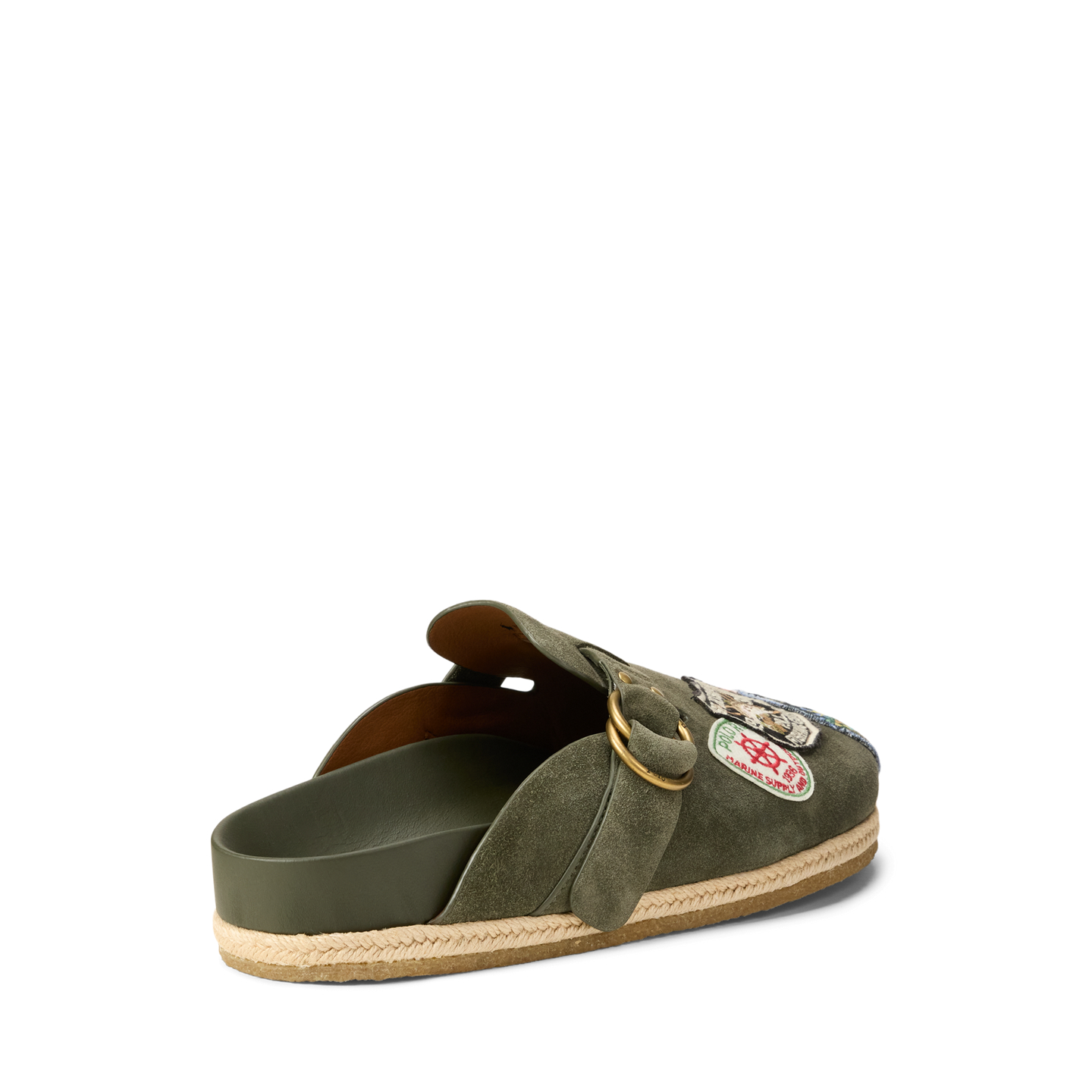 Мужские сандалии Ralph Lauren Turbach Logo-Patch Suede Clog Sandal, цвет: Оливковый — фото 2